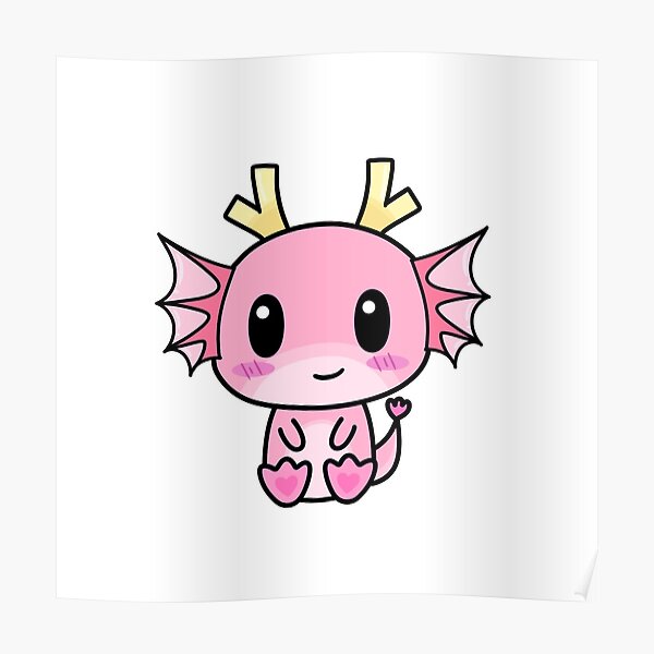 Poster Joli Bebe Dragon Rose Kawaii Par Pbanjelly Redbubble