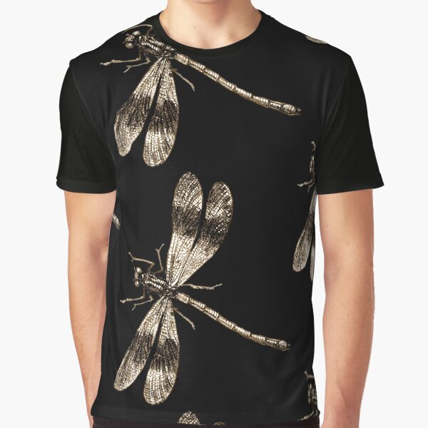 Golden Dragonflies - Dragonfly Vintage Fine Art Graphic T-Shirt