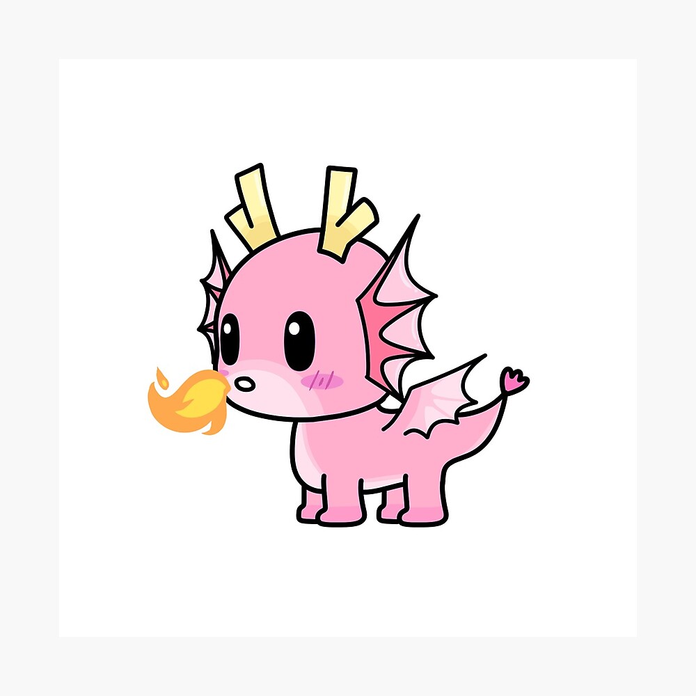 Cute Kawaii Baby Pink Dragon Poster By Pbanjelly Redbubble