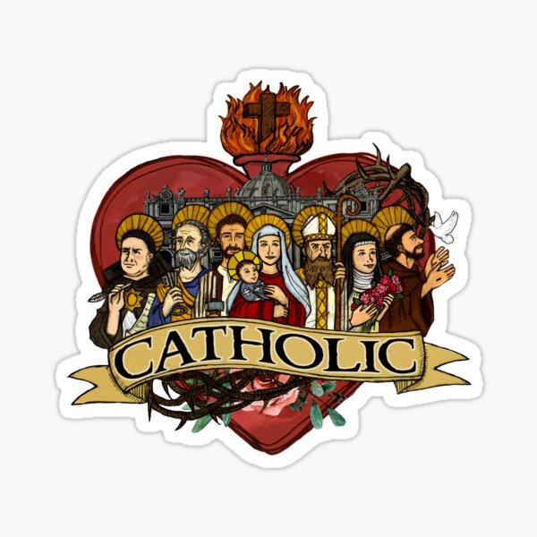 Sagrado corazón de los santos católicos Pegatina