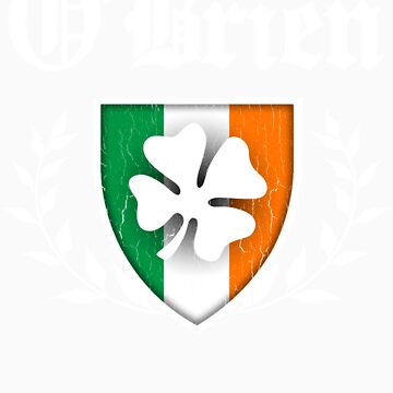 Artwork thumbnail, O'Brien Family Shamrock Crest (vintage distressed) by ROBOTFACE T-Shirts