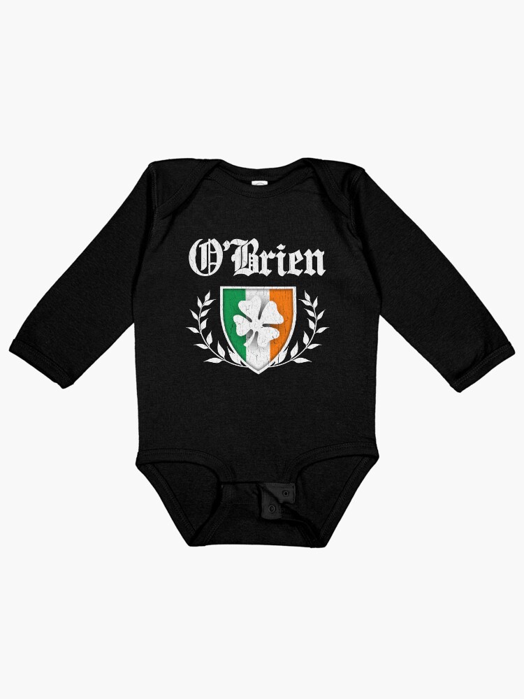 Thumbnail 1 of 2, Baby One-Piece, O'Brien Family Shamrock Crest (vintage distressed) designed and sold by robotface.