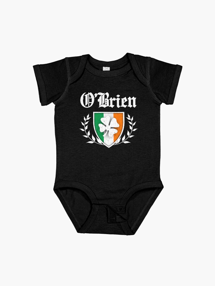 Thumbnail 1 of 2, Baby One-Piece, O'Brien Family Shamrock Crest (vintage distressed) designed and sold by robotface.