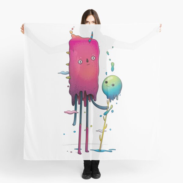 Surreal cute monster and happy sugar candy scepter Scarf