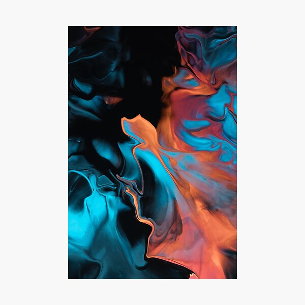 Orange turquoise flowing abstract Photographic Print