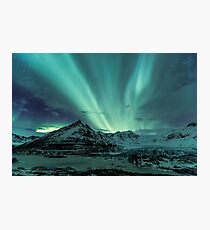 Aurora Borealis over glacier Photographic Print