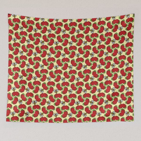Item preview, Strawberries And Bees - Yellow designed and sold by DaveSavageArt.