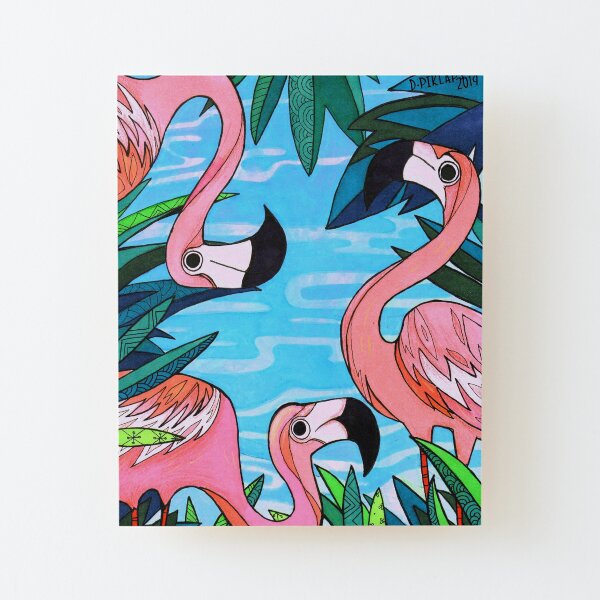 Miami (Flamingo Beach Party) Wood Mounted Print