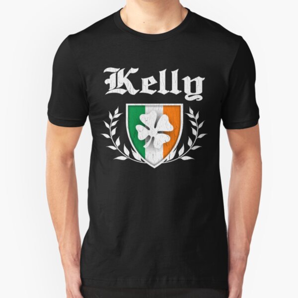 Kelly Family Shamrock Crest (vintage distressed) Slim Fit T-Shirt