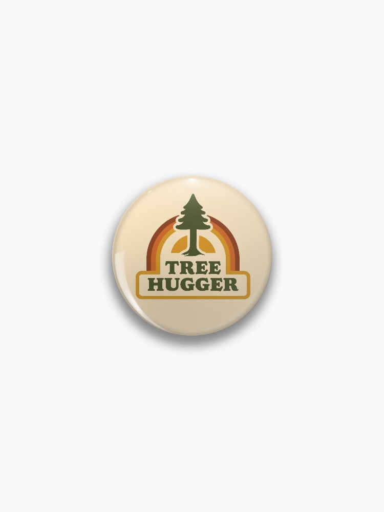 Thumbnail 1 of 3, Pin, Retro Tree Hugger designed and sold by Amanda Weedmark.