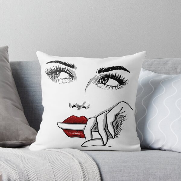 Item preview, Hand Drawn Beautiful woman face throw pillow designed and sold by della95.