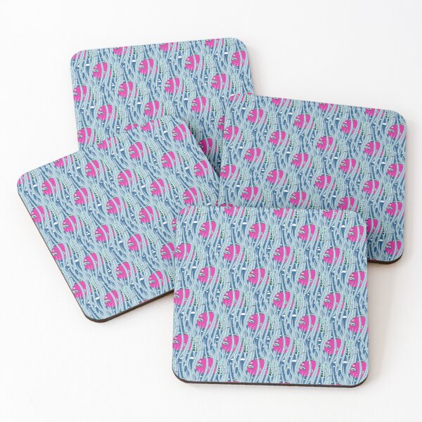 Item preview, Cute Deepwater anglerfish, Pink on a blue background designed and sold by Alex  Blud.