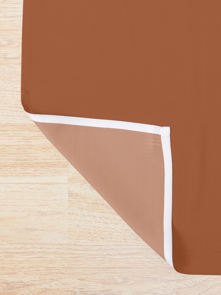 Alternate view of Minimalist Color Block Cuffed Solid in Putty and Clay Rust Terracotta Shower Curtain