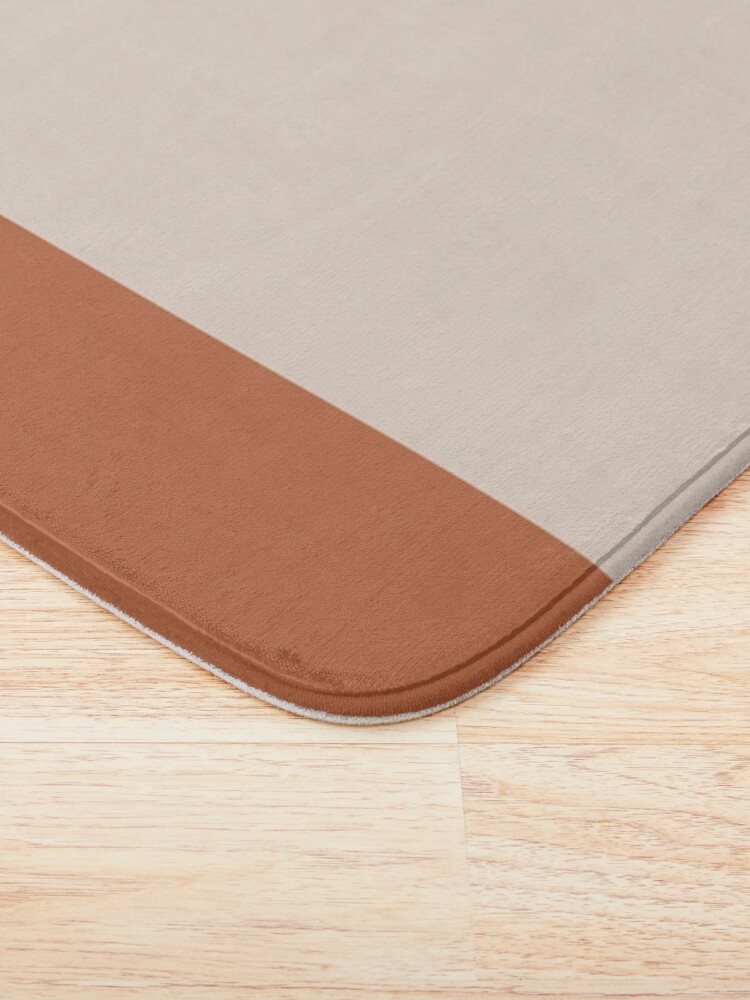 Alternate view of Minimalist Color Block Cuffed Solid in Putty and Clay Rust Terracotta Bath Mat
