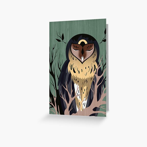 Wooden Owl Greeting Card