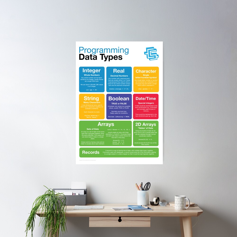 Programming Data Types Coding Literacy   Poster