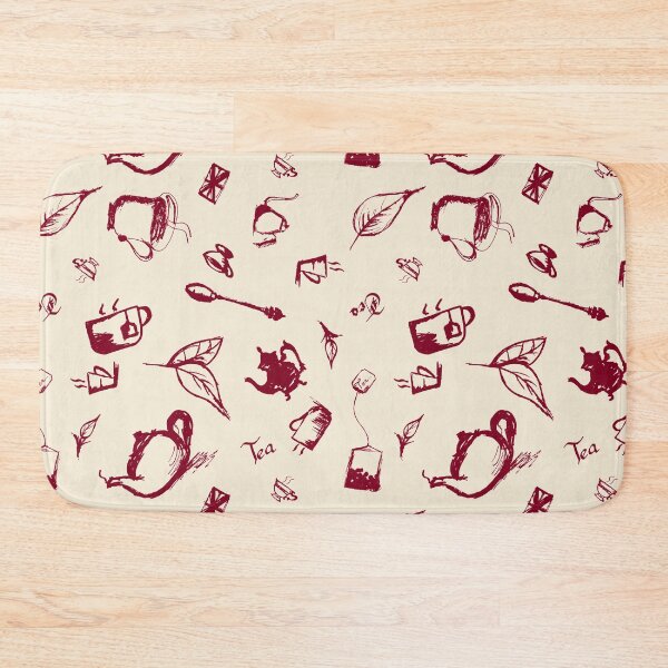 Item preview, Burgundy Seamless Tea Pattern designed and sold by ALDOs-CORNER.