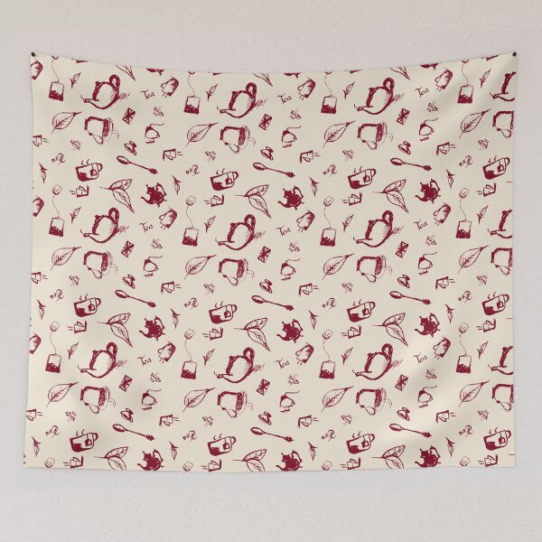 Item preview, Burgundy Seamless Tea Pattern designed and sold by ALDOs-CORNER.