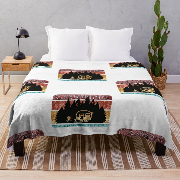 Item preview, Camping Because Everything Else is Stupid Funny Retro graphic designed and sold by doodabobs.