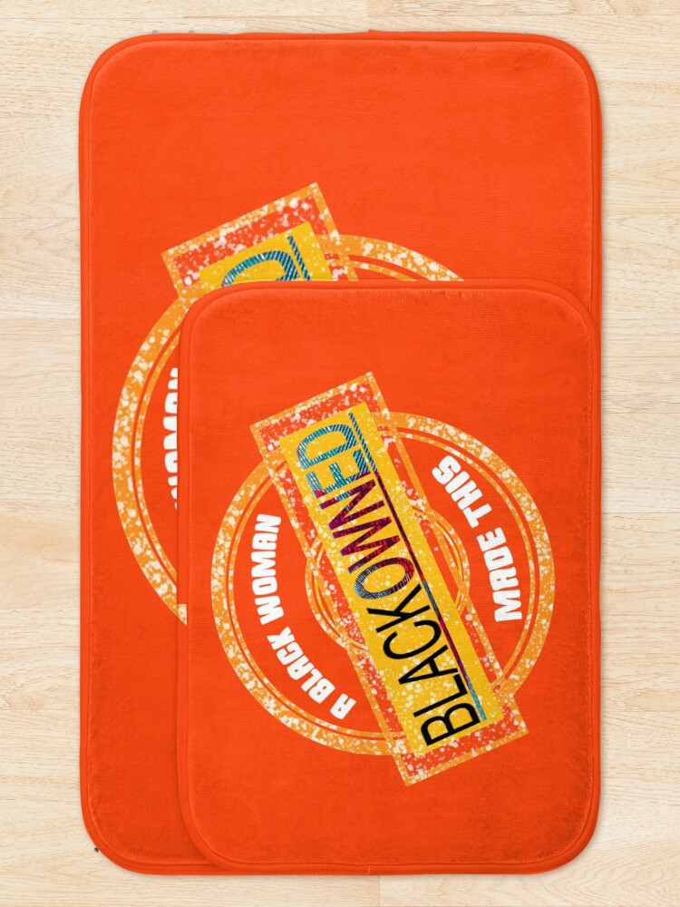 "Black Owned Stamp (A Black Woman Made This)" Bath Mat by PurpleCanvas Redbubble
