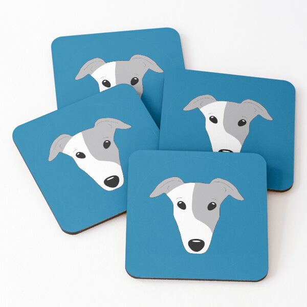 Item preview, Blue greyhound with white mask on blue background designed and sold by houndpixnz.