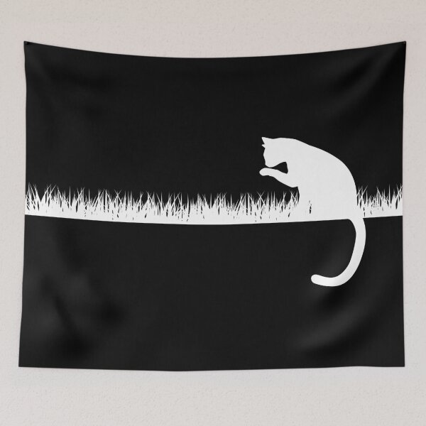 Item preview, Cat Licking On Grass Field (White) designed and sold by BunnyPrinceDegn.