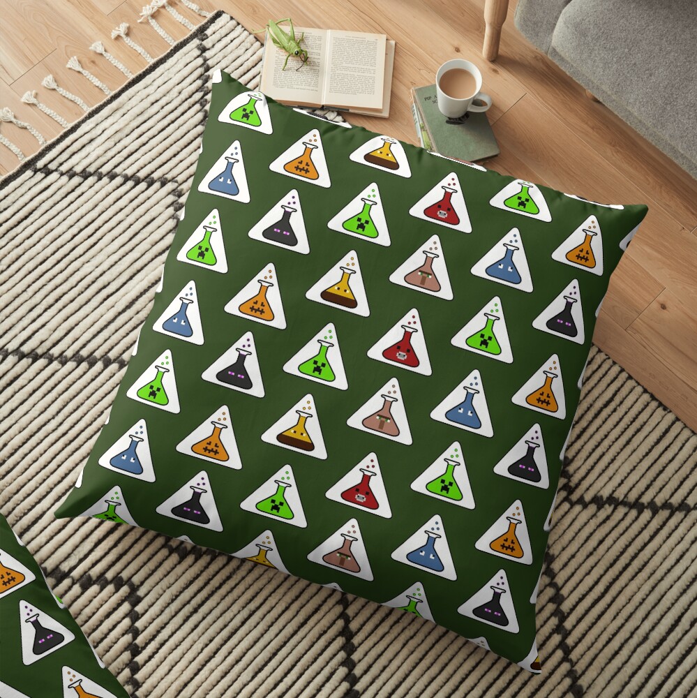 Creeper's Lab - All the beakers Floor Pillow