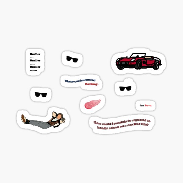 Artikel-Vorschau von Ferris Bueller-Aufkleberpaket, designt und verkauft von MegsBubble.