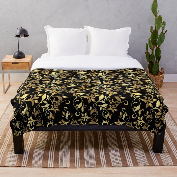 Item preview, Gold Abstract Floral on Black Background designed and sold by Gerson Ramos.