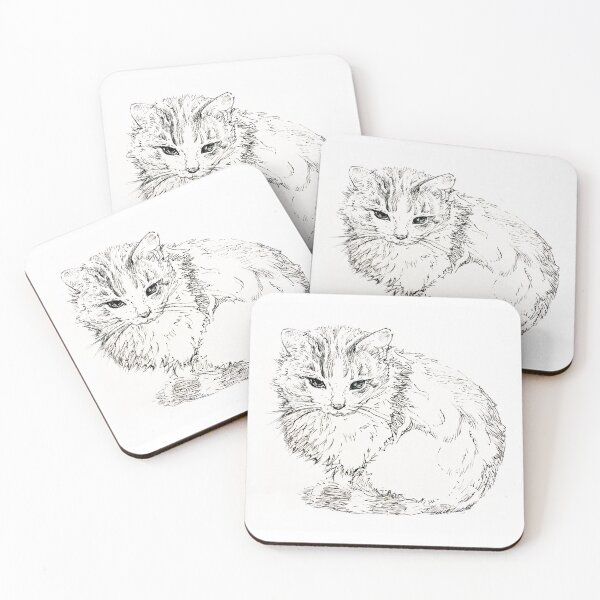 Item preview, Ink drawing of a cat designed and sold by Roz McQuillan Fine Art & Photography.