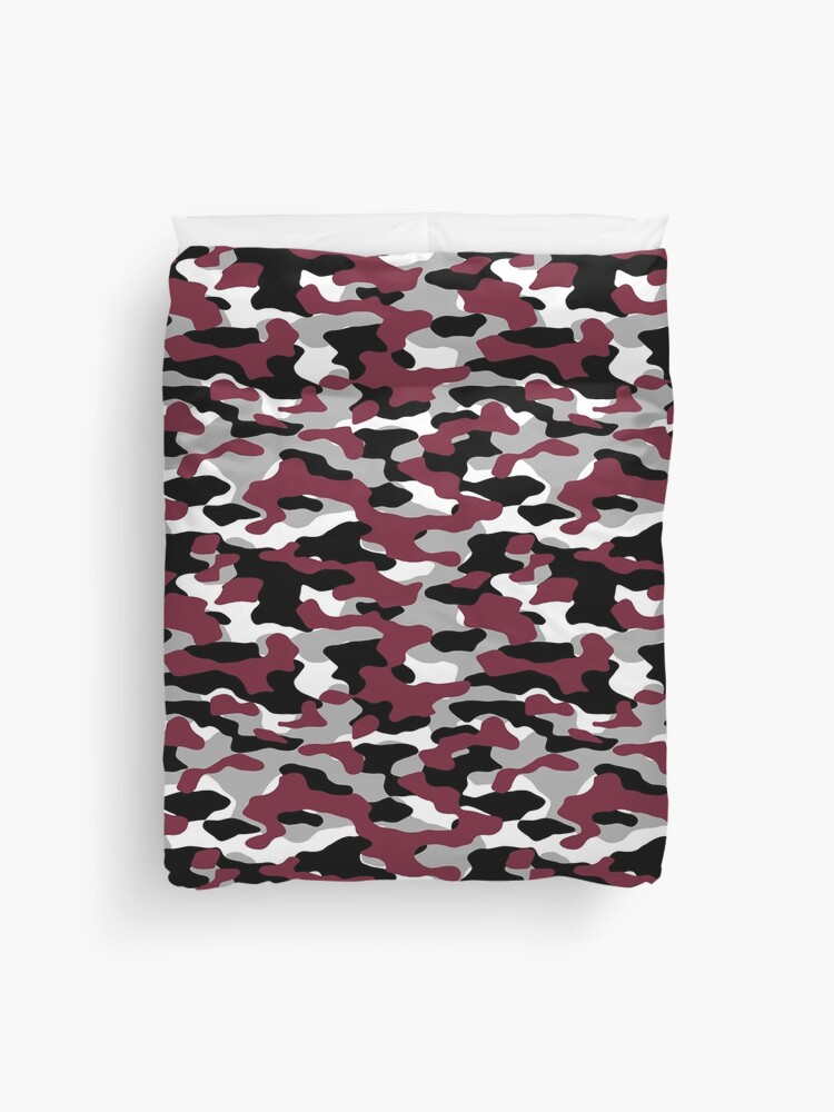 Burgundy, Black, White and Gray Camo