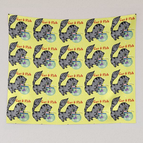 Item preview, Animals : Cat and Fish  designed and sold by Shirley cute art .