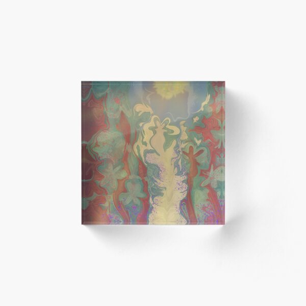 Sunny Pastel Meadow Acrylic Block