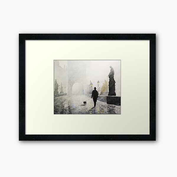 Prague Charles Bridge Morning Walk Framed Art Print
