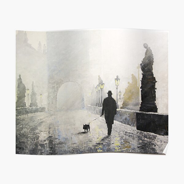 Prague Charles Bridge Morning Walk Poster