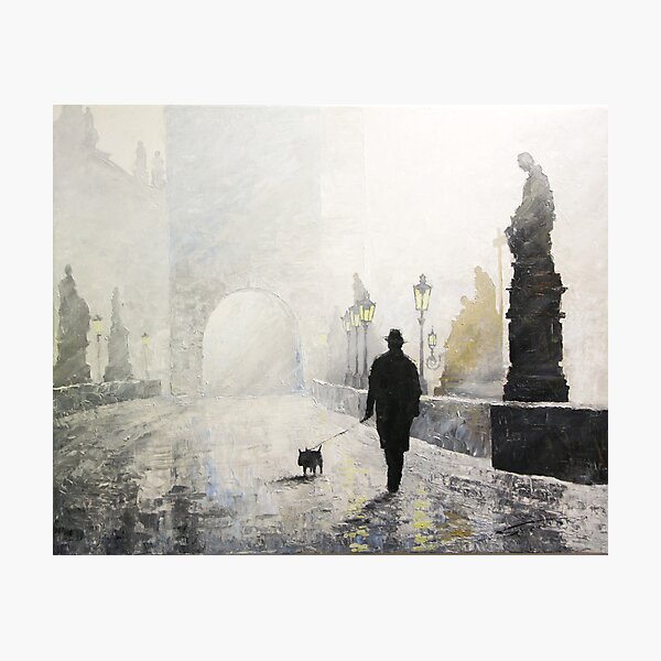 Prague Charles Bridge Morning Walk Photographic Print