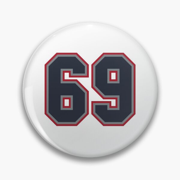 Item preview, 69 Navy Grey Red Sports Number Sixty-Nine designed and sold by HelloFromAja.