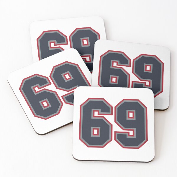 Item preview, 69 Navy Grey Red Sports Number Sixty-Nine designed and sold by HelloFromAja.