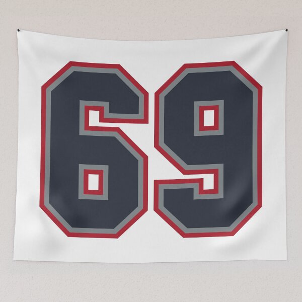 Item preview, 69 Navy Grey Red Sports Number Sixty-Nine designed and sold by HelloFromAja.