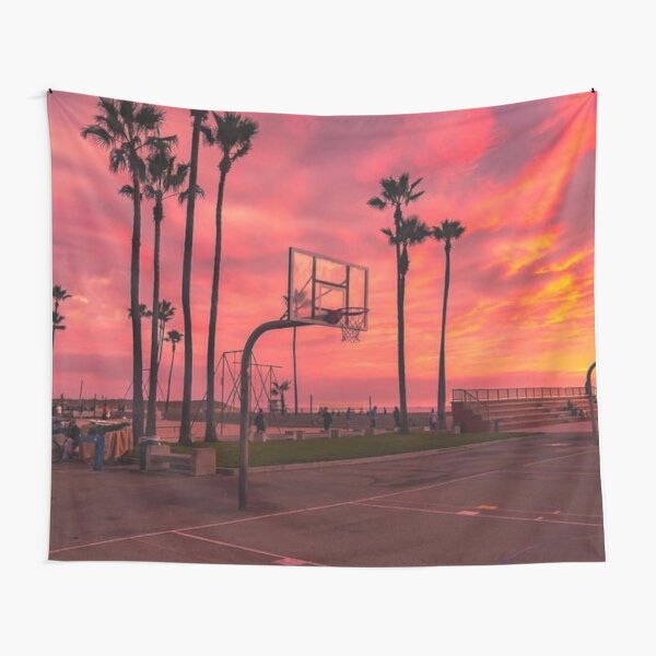 Basketballground And Purple Sunset Tapestry