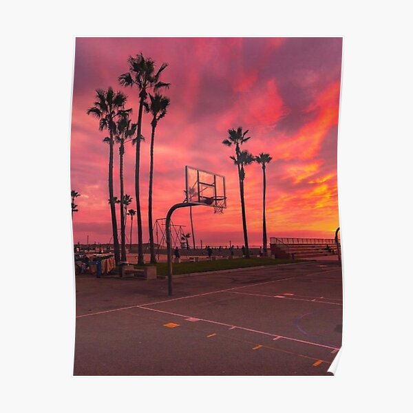 Basketballground And Purple Sunset Poster