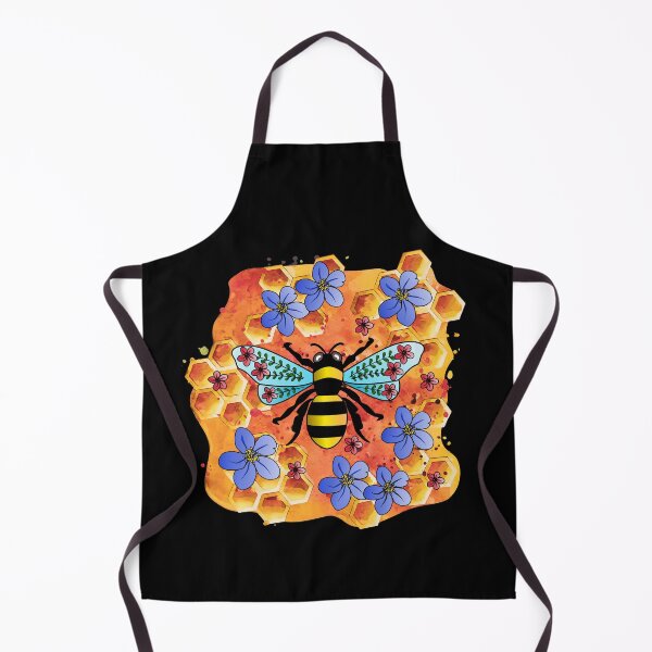 Aperçu de l'œuvre Bee Happy Bee Hive Honeycomb et fleurs créée et vendue par StickerArtwork.