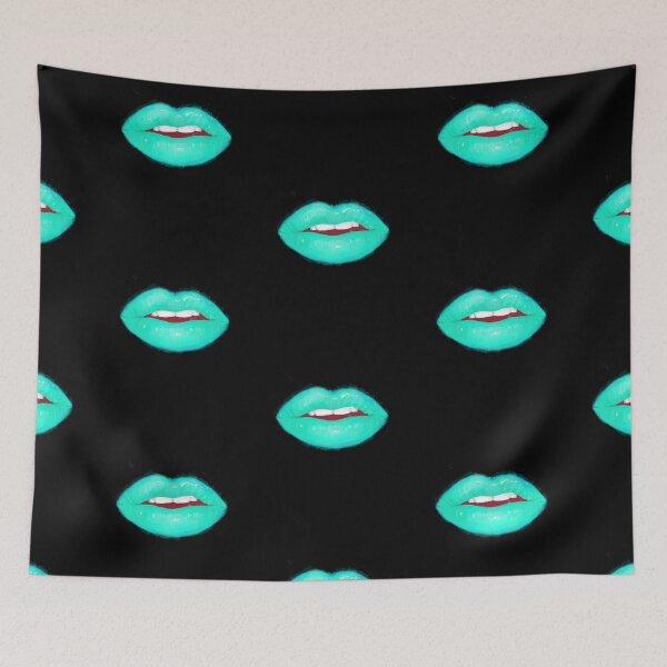 Item preview, Blue Green Realistic Lips Lipstick Painted designed and sold by javes93.