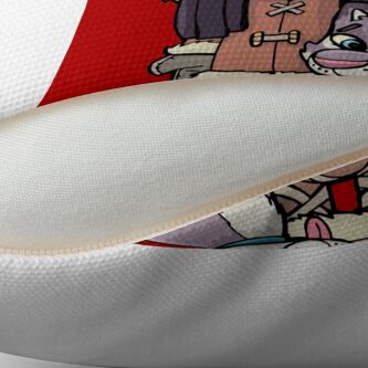 Alternate view of Eskimo girl with a polar dog friend Floor Pillow