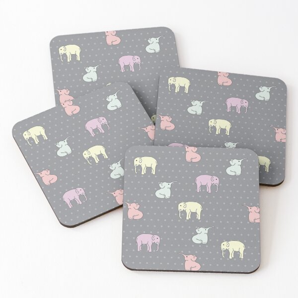 Item preview, Grey with Pink, Yellow and Green Elephants Design designed and sold by shadowbright.