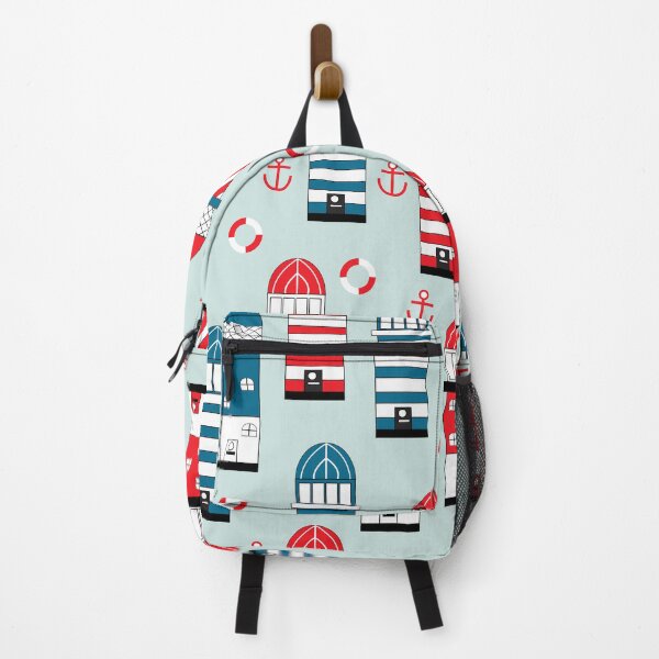Item preview, Pale Blue with Red and Dark Blue Lighthouses Design designed and sold by shadowbright.
