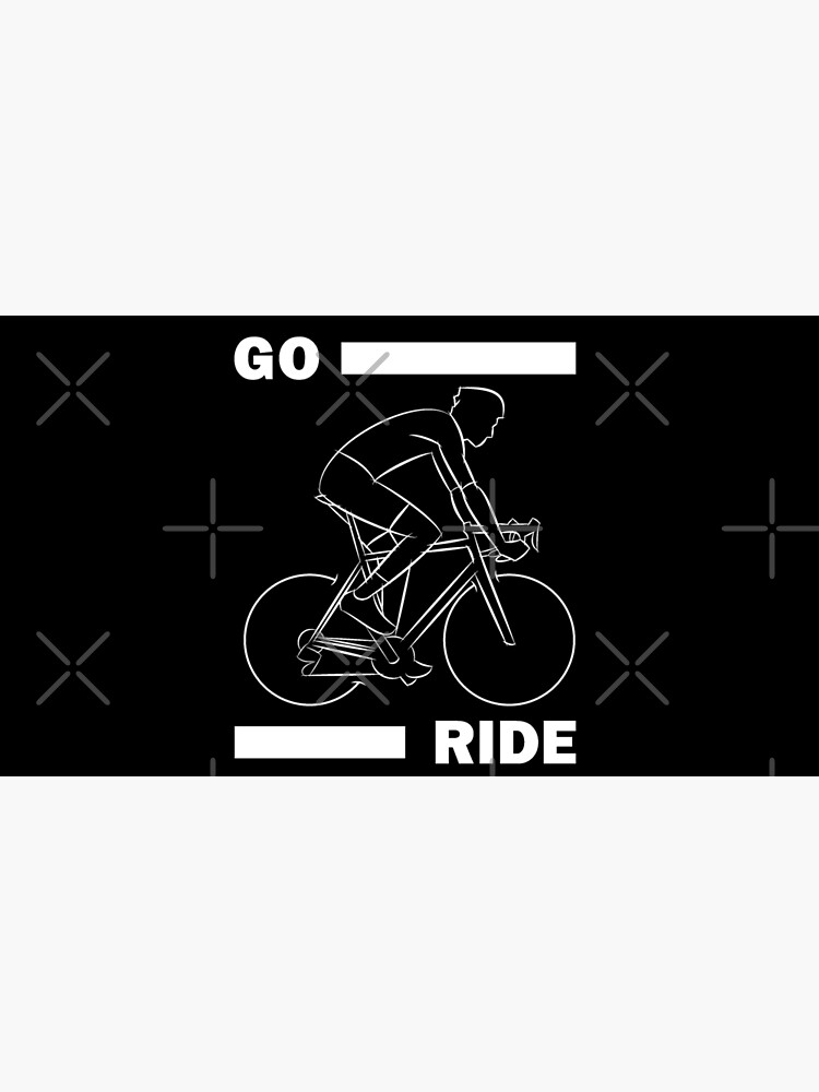 Go Ride Text Bar Cyclist Line Art Logo White Poster For Sale By