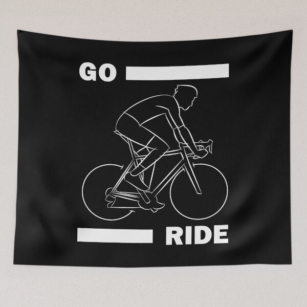 Item preview, Go Ride Text Bar Cyclist Line Art Logo White designed and sold by RabeDesigns.