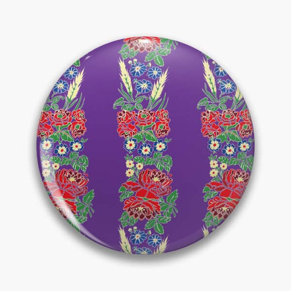 Slavic folklore ribbons, purple, large pattern Pin