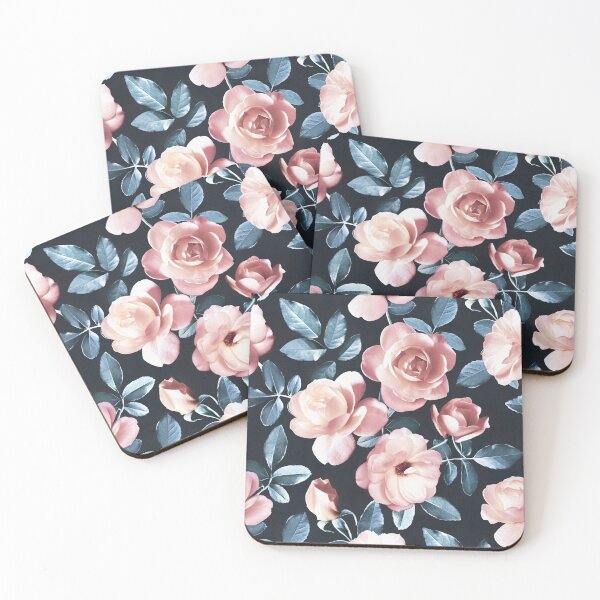 Item preview, Old Fashioned Moody Roses in Salmon and Blue Grey designed and sold by micklyn.